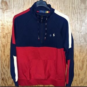 Polo Ralph Lauren Mens 1/4 Zip Color Block Interlock Pullover